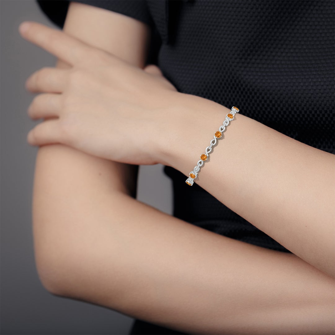 Sunlit Citrine Infinity with Moissanite Accents Bracelet
