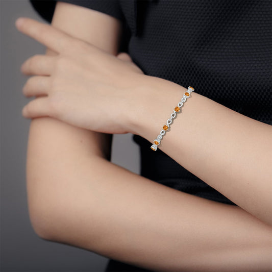 Sunlit Citrine Infinity with Moissanite Accents Bracelet