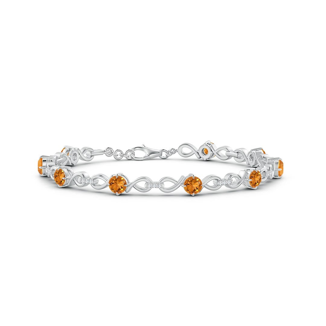 Sunlit Citrine Infinity with Moissanite Accents Bracelet