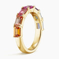 Sunset Fade Emerald-Cut Lab Gemstone Half Eternity Wedding Band - 3.2 mm