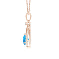 Swiss Blue Topaz Knotted Heart with Moissanite Accent Pendant Necklace