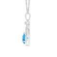 Swiss Blue Topaz Knotted Heart with Moissanite Accent Pendant Necklace