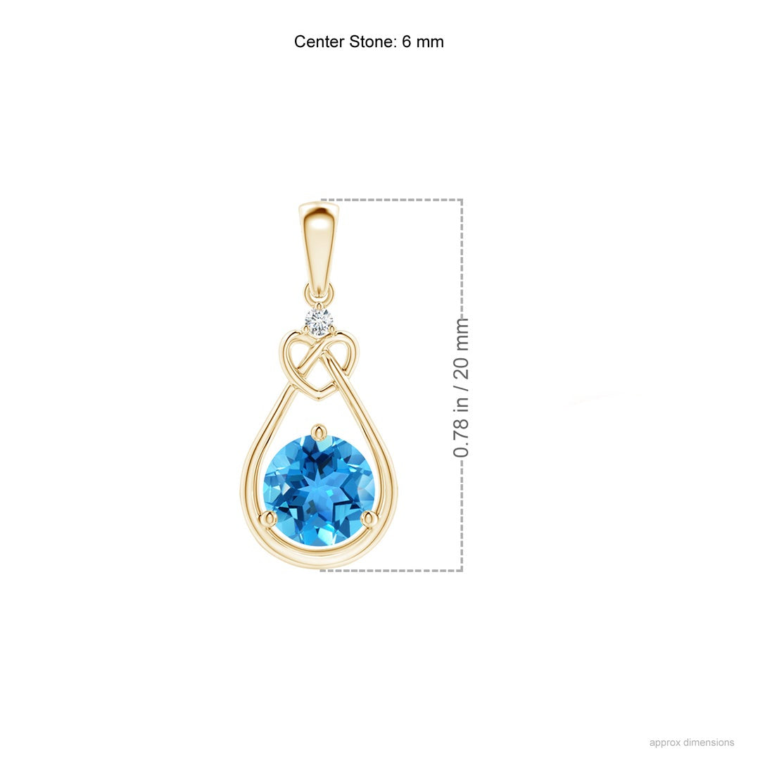 Swiss Blue Topaz Knotted Heart with Moissanite Accent Pendant Necklace