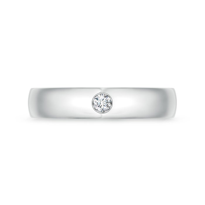 Comfort Fit Flush Round Moissanite Men’s Wedding Band-5 mm