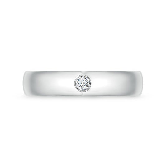 Comfort Fit Flush Round Moissanite Men’s Wedding Band-5 mm