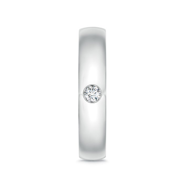 Comfort Fit Flush Round Moissanite Men’s Wedding Band-5 mm