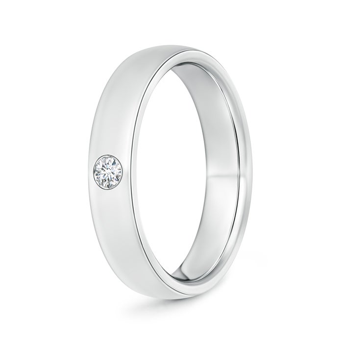 Comfort Fit Flush Round Moissanite Men’s Wedding Band-5 mm