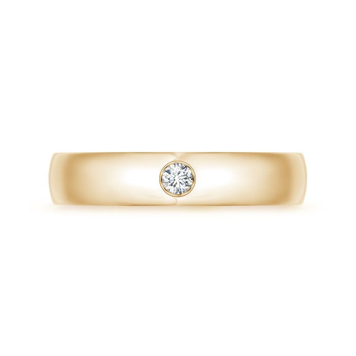 Comfort Fit Flush Round Moissanite Men’s Wedding Band-5 mm