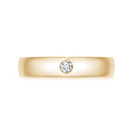 Comfort Fit Flush Round Moissanite Men’s Wedding Band-5 mm