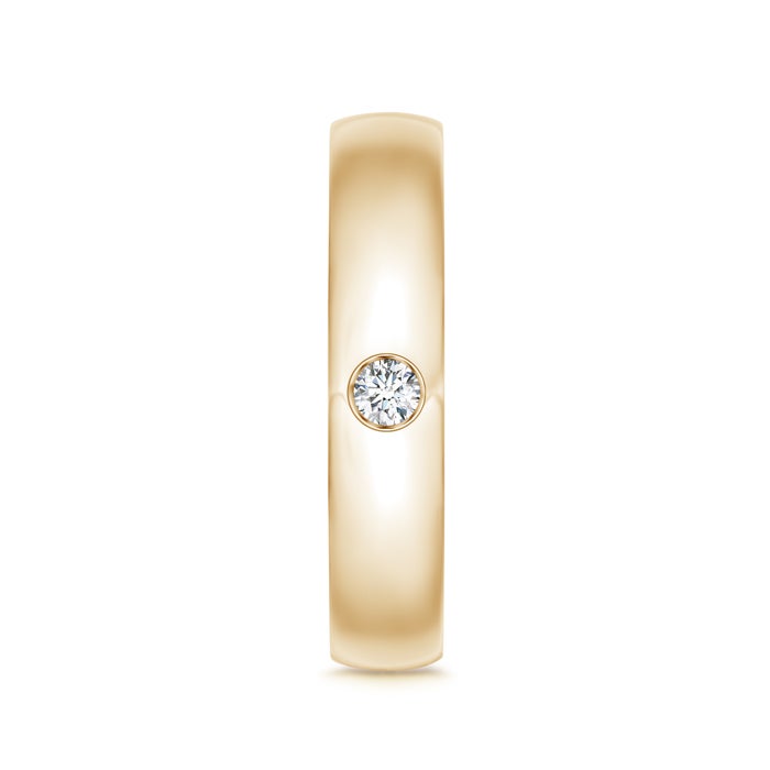 Comfort Fit Flush Round Moissanite Men’s Wedding Band-5 mm