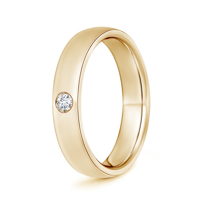 Comfort Fit Flush Round Moissanite Men’s Wedding Band-5 mm
