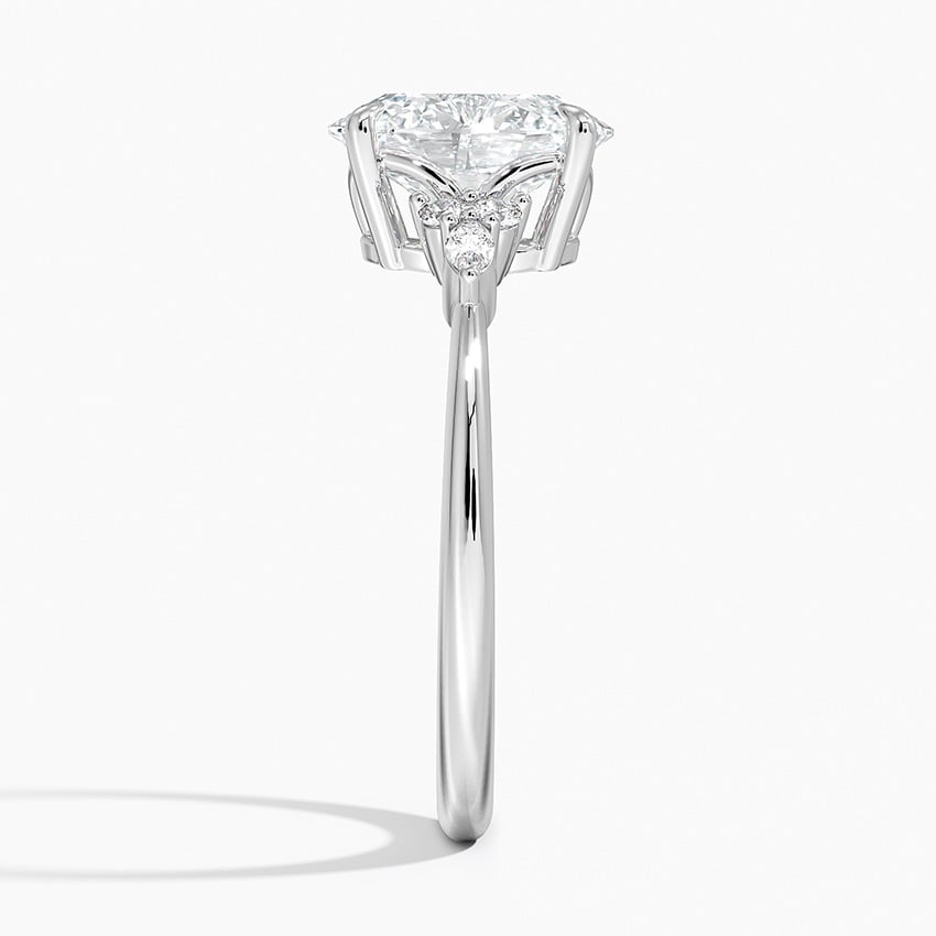 Sterling Silver Radiant Oval Cut Moissanite Engagement Ring