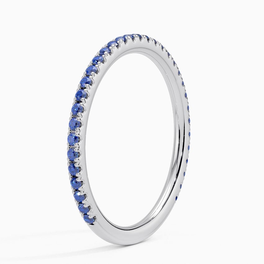 Three-Quarter Coverage Blue Sapphire Wedding Band - 1.4 mm