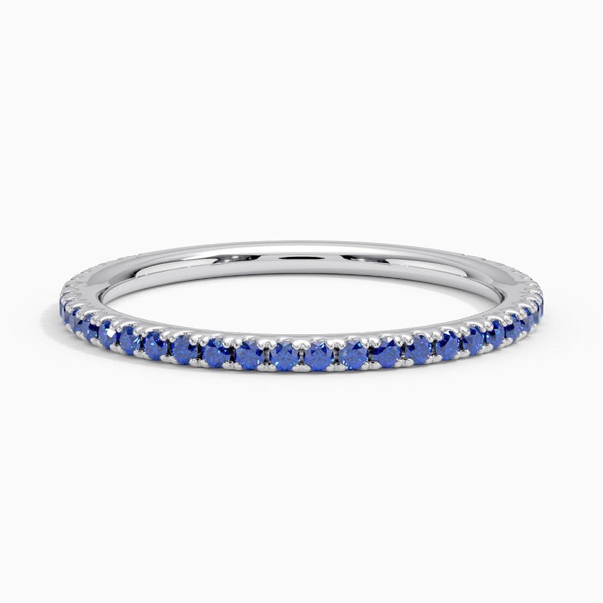 Three-Quarter Coverage Blue Sapphire Wedding Band - 1.4 mm