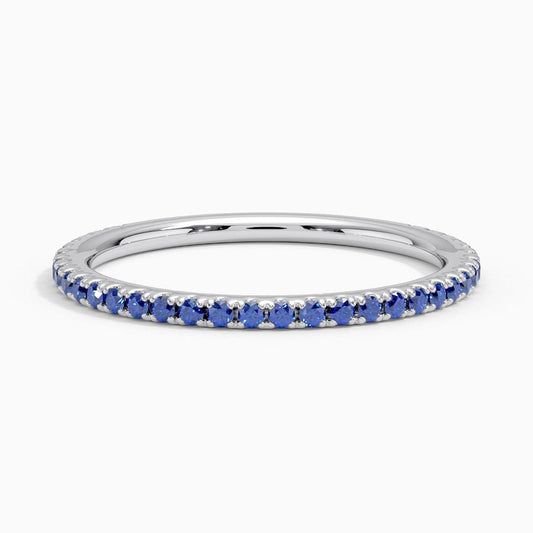Three-Quarter Coverage Blue Sapphire Wedding Band - 1.4 mm