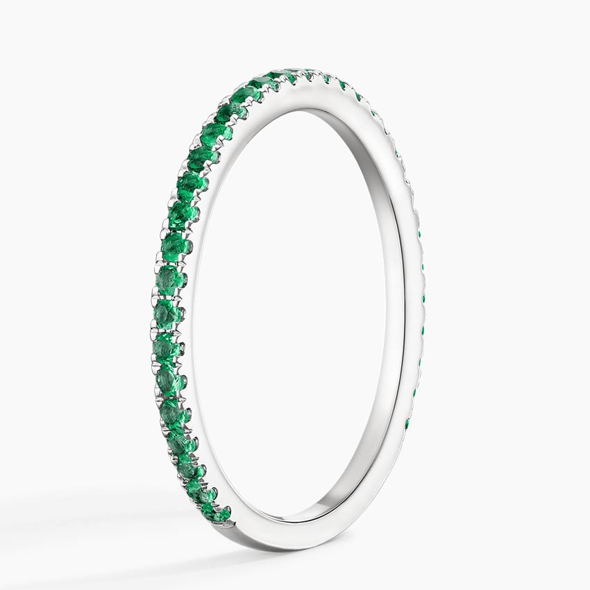 Three-Quarter Coverage Emerald Wedding Band - 1.4 mm