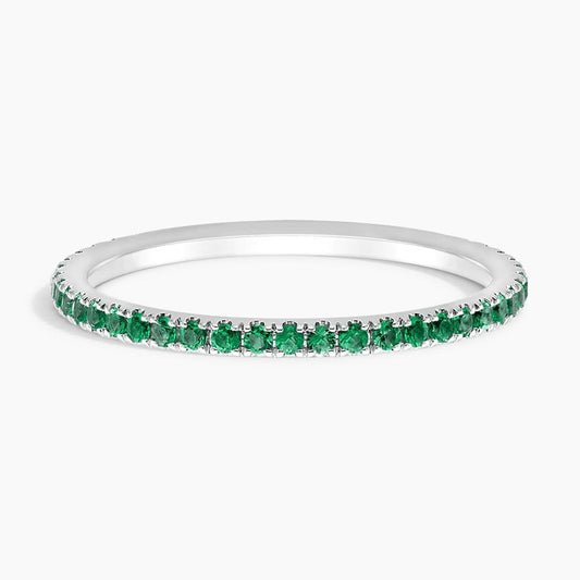 Three-Quarter Coverage Emerald Wedding Band - 1.4 mm