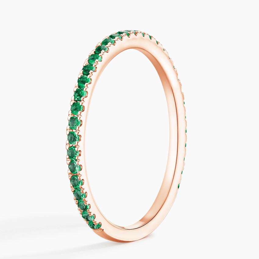 Three-Quarter Coverage Emerald Wedding Band - 1.4 mm