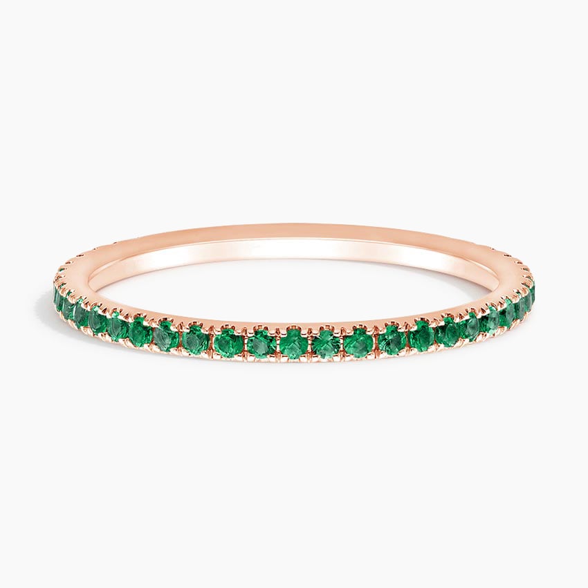 Three-Quarter Coverage Emerald Wedding Band - 1.4 mm