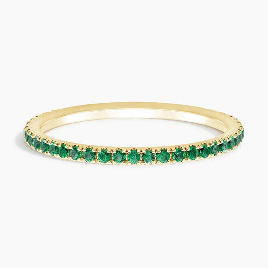 Three-Quarter Coverage Emerald Wedding Band - 1.4 mm