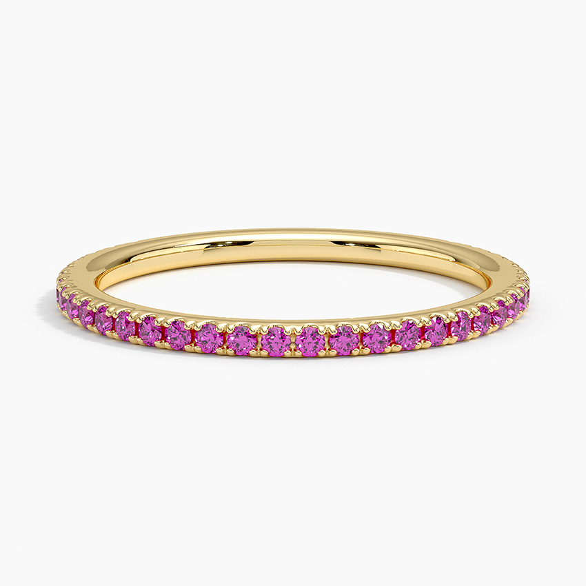 Three-Quarter Coverage Rouge Pink Sapphire Wedding Band - 1.4 mm
