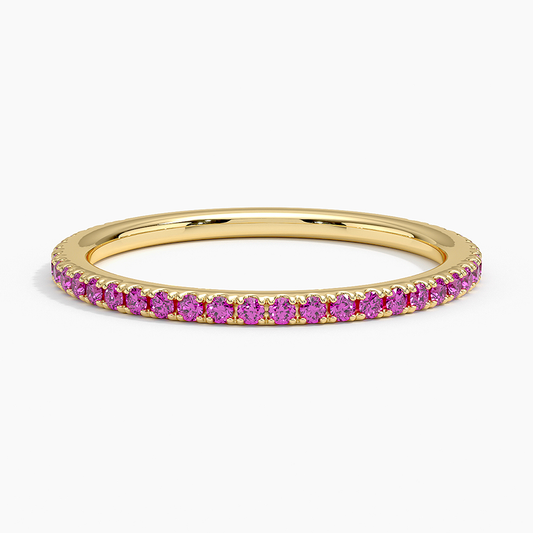 Three-Quarter Coverage Rouge Pink Sapphire Wedding Band - 1.4 mm