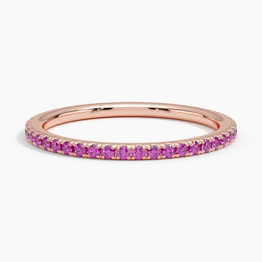 Three-Quarter Coverage Rouge Pink Sapphire Wedding Band - 1.4 mm
