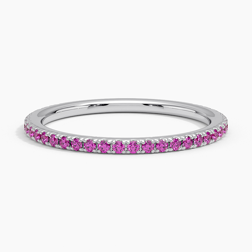 Three-Quarter Coverage Rouge Pink Sapphire Wedding Band - 1.4 mm