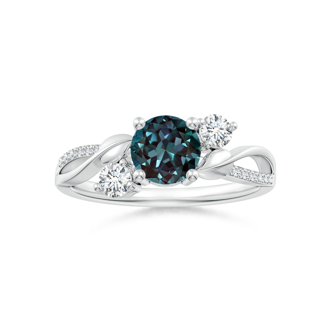 Three Stone Lab-created Alexandrite Twisted Band Promise Ring