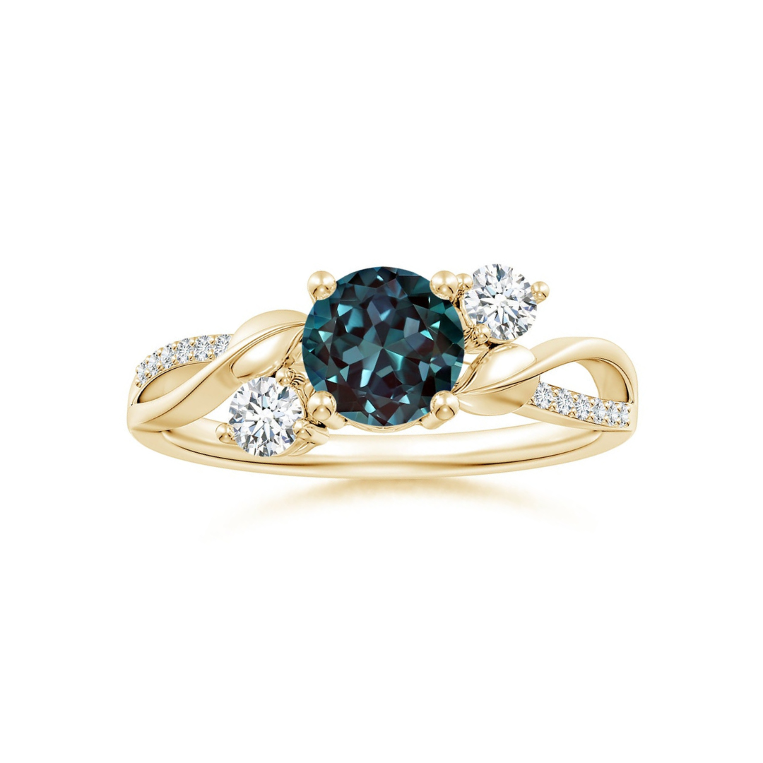 Three Stone Lab-created Alexandrite Twisted Band Promise Ring