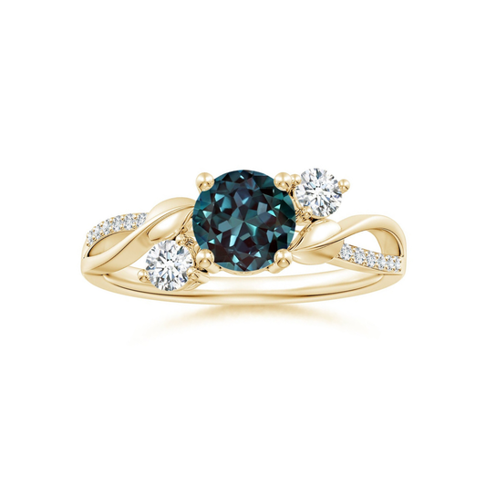 Three Stone Lab-created Alexandrite Twisted Band Promise Ring