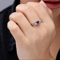 Three Stone Amethyst Twisted Band Promise Ring