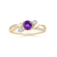 Three Stone Amethyst Twisted Band Promise Ring