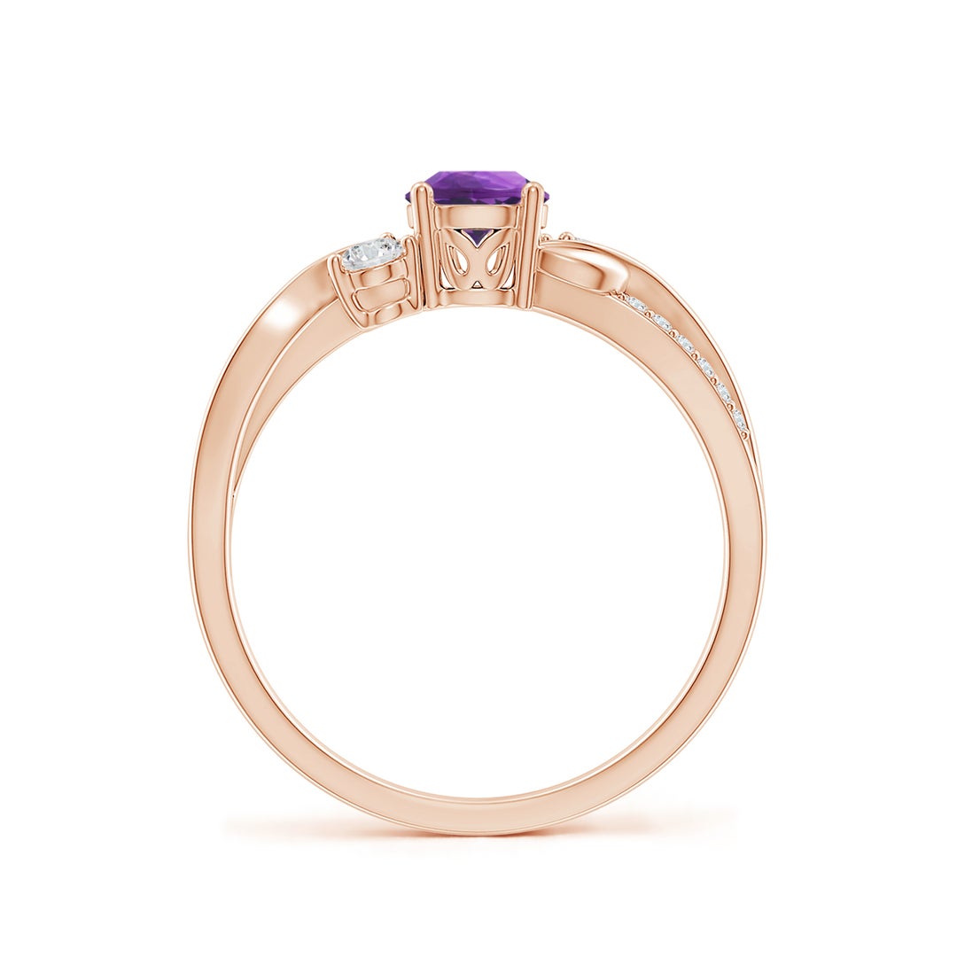 Three Stone Amethyst Twisted Band Promise Ring