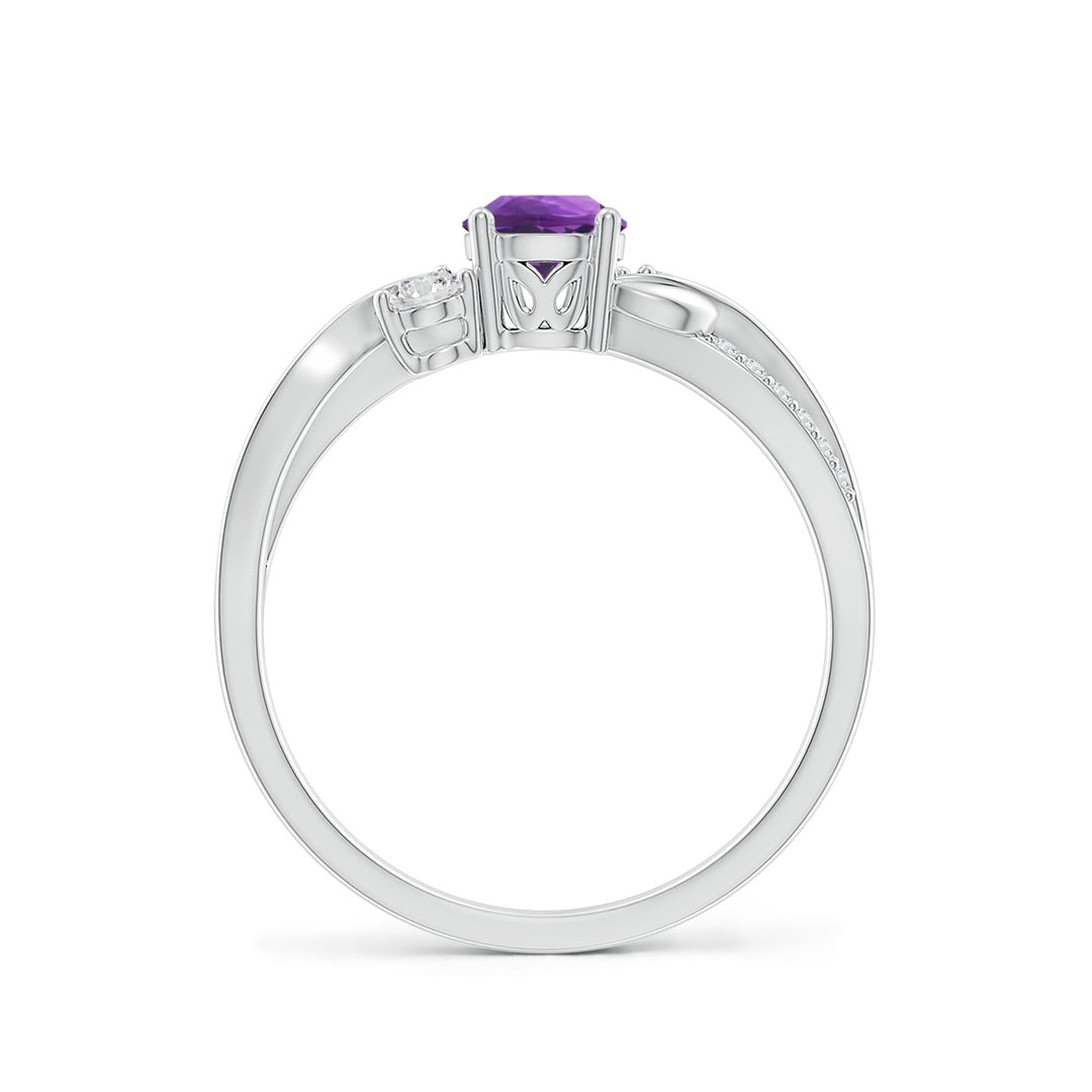 Three Stone Amethyst Twisted Band Promise Ring