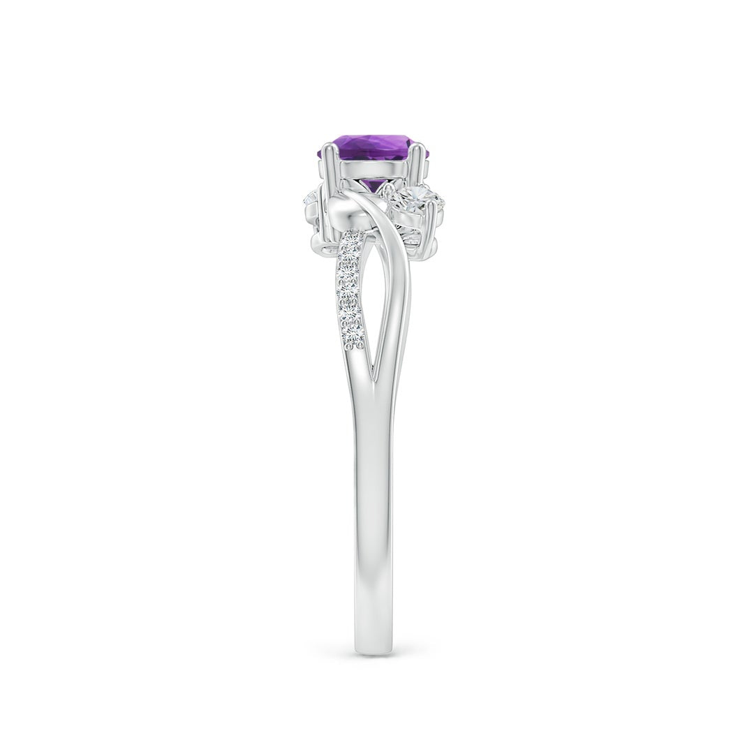 Three Stone Amethyst Twisted Band Promise Ring