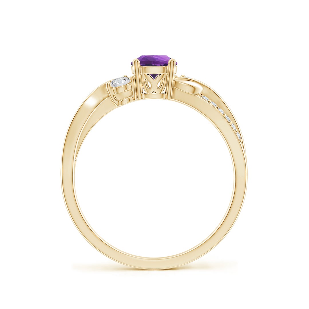 Three Stone Amethyst Twisted Band Promise Ring