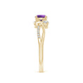 Three Stone Amethyst Twisted Band Promise Ring