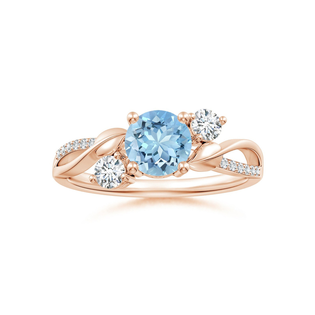 Three Stone Aquamarine Twisted Band Promise Ring