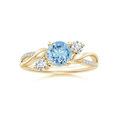 Three Stone Aquamarine Twisted Band Promise Ring
