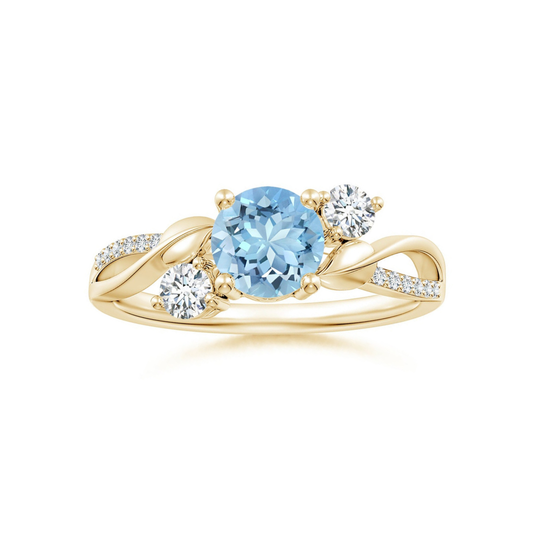 Three Stone Aquamarine Twisted Band Promise Ring