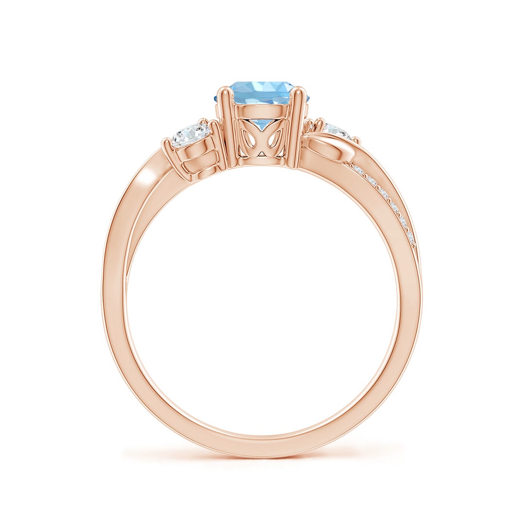 Three Stone Aquamarine Twisted Band Promise Ring