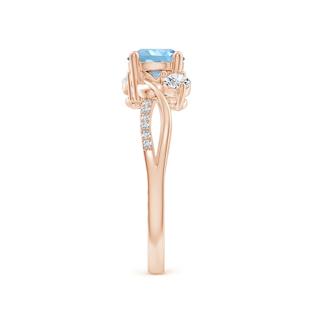 Three Stone Aquamarine Twisted Band Promise Ring