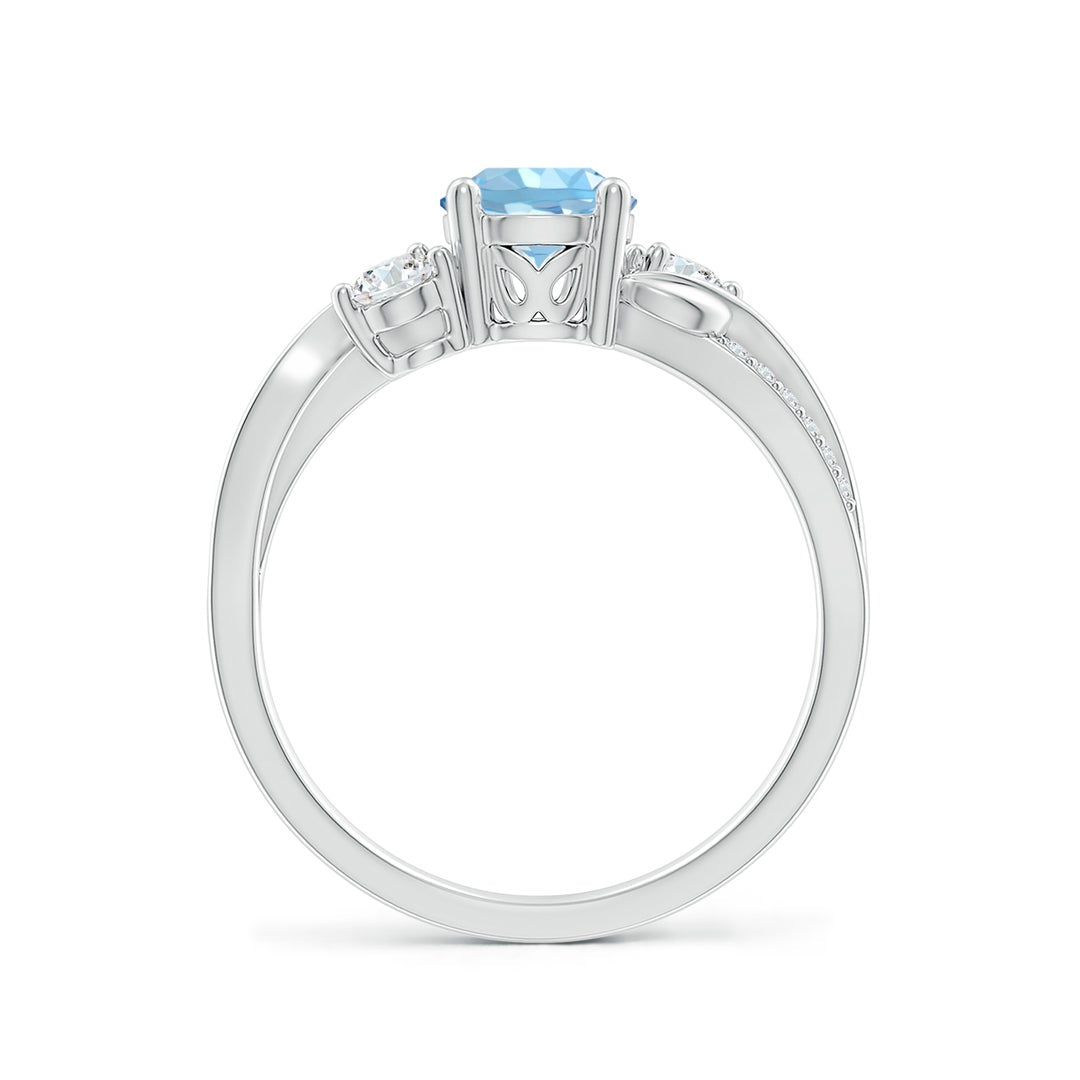 Three Stone Aquamarine Twisted Band Promise Ring