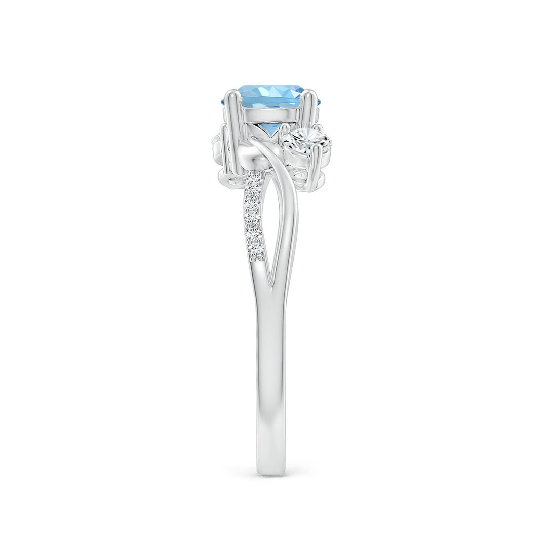 Three Stone Aquamarine Twisted Band Promise Ring
