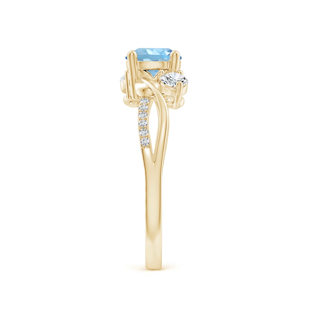 Three Stone Aquamarine Twisted Band Promise Ring