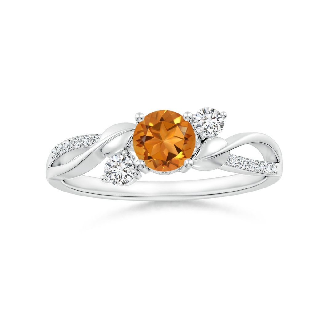 Three Stone Citrine Twisted Band Promise Ring