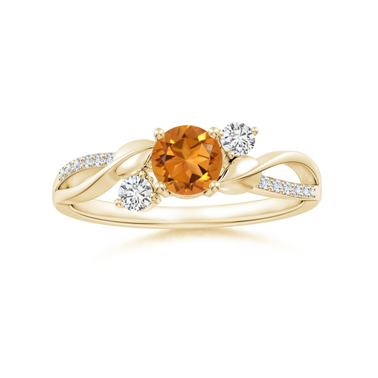 Three Stone Citrine Twisted Band Promise Ring