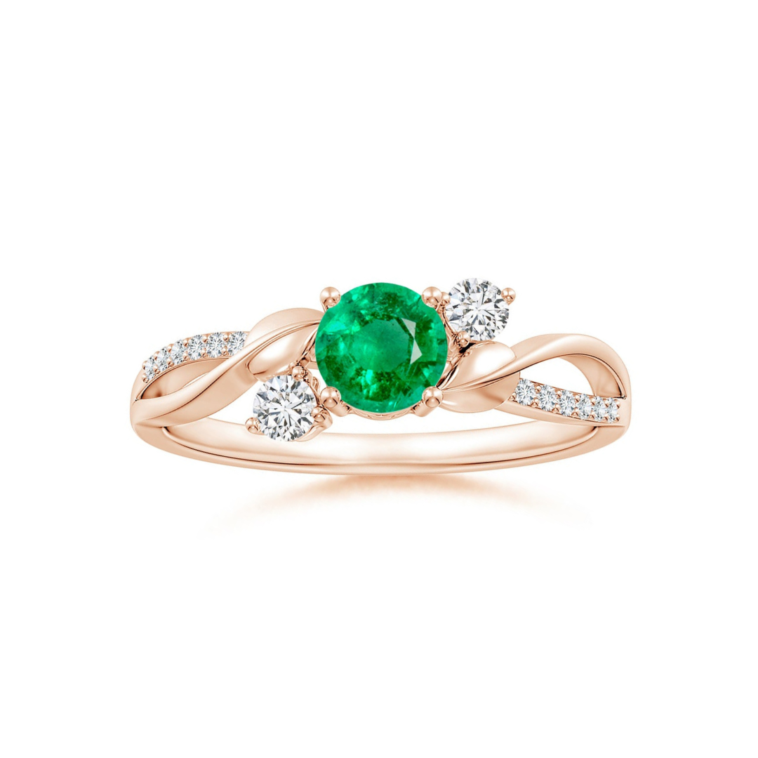 Three Stone Lab-created Emerald Twisted Band Promise Ring
