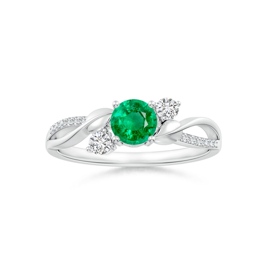Three Stone Lab-created Emerald Twisted Band Promise Ring